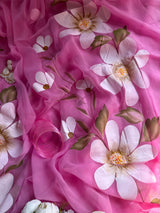 ELARA Handpainted Chiffon Saree