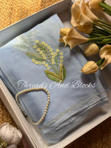 BLUE PORCELAIN Chiffon Saree