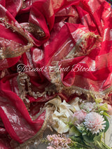 Red Organza Banarasi Saree