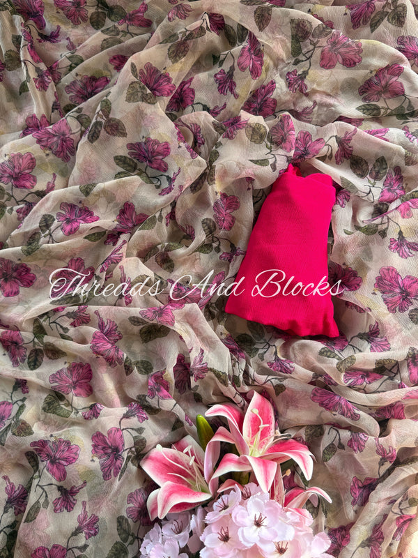 Blossom Trail Chiffon Saree