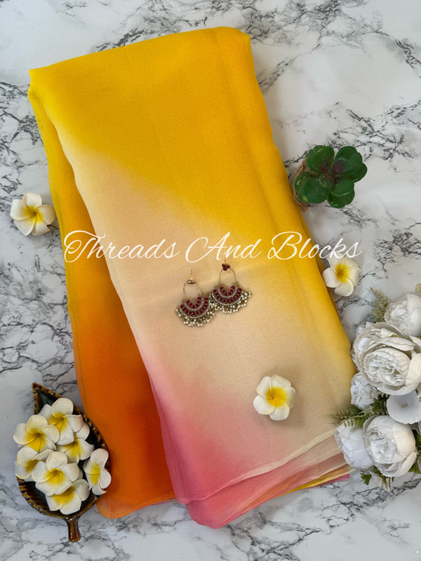 Tropical Sunrise Shaded Saree