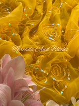 Yellow Rosey Affair Jaal Saree