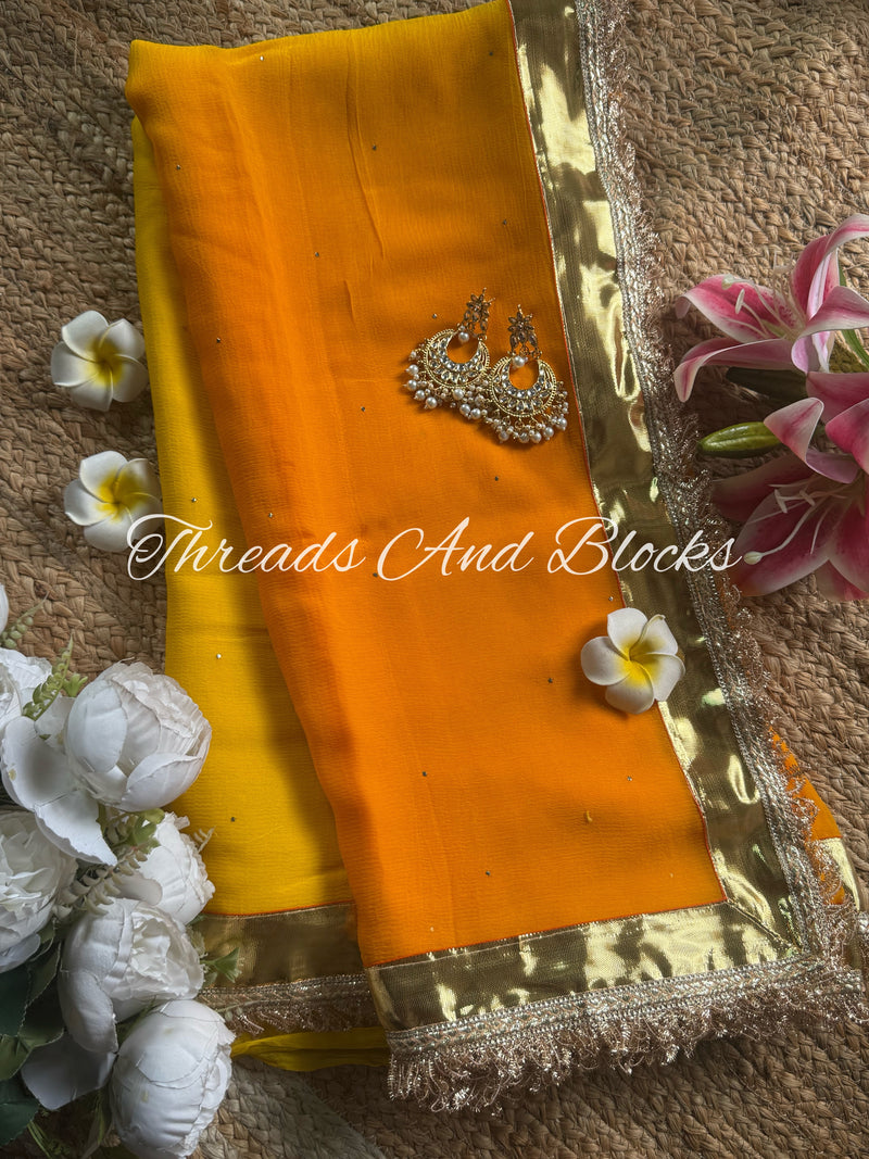 Mukaish Lappa Border Saree