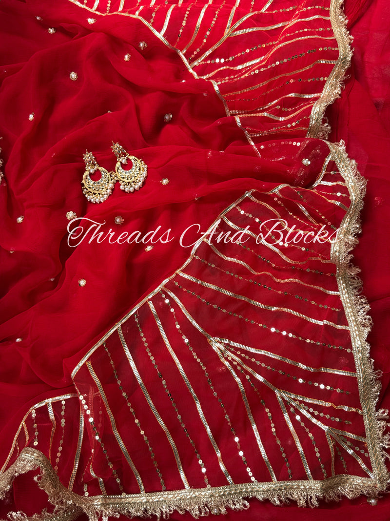 Sindoori Gota Sitara Saree