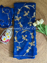 Royal Blue Sequin Jaal Saree
