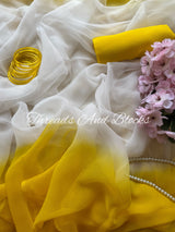 White Shaded Border Chiffon Saree