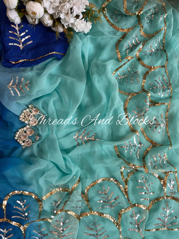 Sequin Jharokha Border Saree