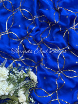 Midnight Galaxy Sequin Jaal Saree