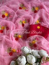 Saaz Gulabi Resham Saree