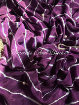Purple Organza Leheriya Saree