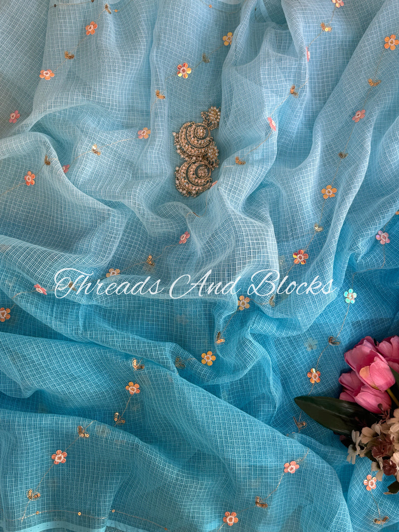 Ombré Blue Kota Doriya Jaal Saree