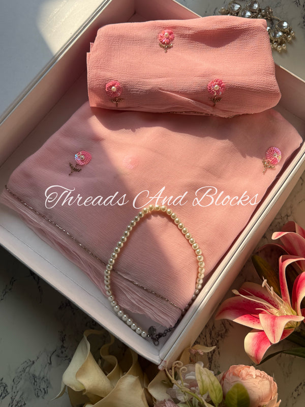 Misty Pink Petunia Saree