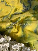 Sunburst Indigo Shibori Saree