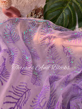 Monotone Sequin Scattered Leaf Buta Saree