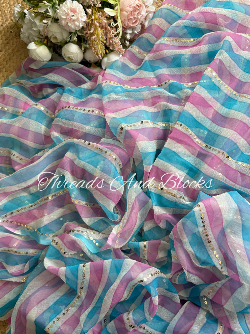 Neel Gulal Leheriya Saree