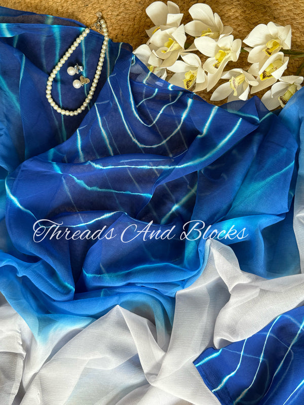 Smokey Indigo Leheriya Saree