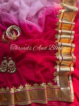 Teen Patti Lappa Chiffon Saree