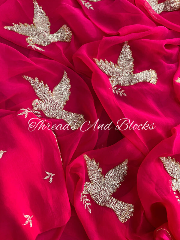 Glistening Hummingbird Saree