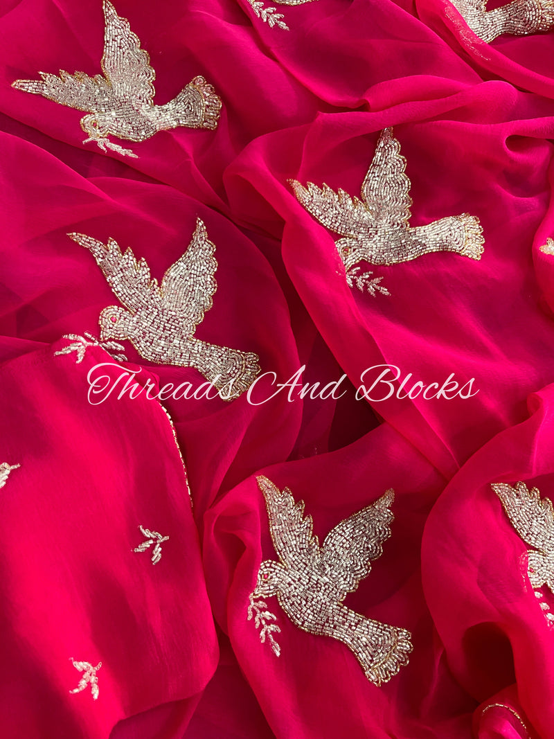 Glistening Hummingbird Saree