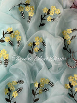 Powder Blue Resham Flower Saree
