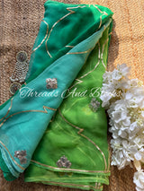 Shaded Blue Green Gota Jaal Saree