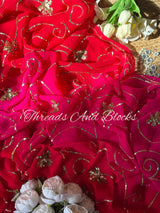 Berry Toned Gold Leaf Jaal Saree