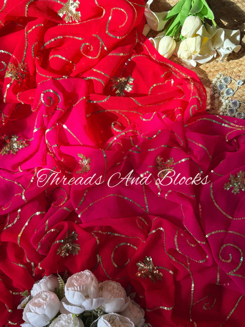 Berry Toned Gold Leaf Jaal Saree