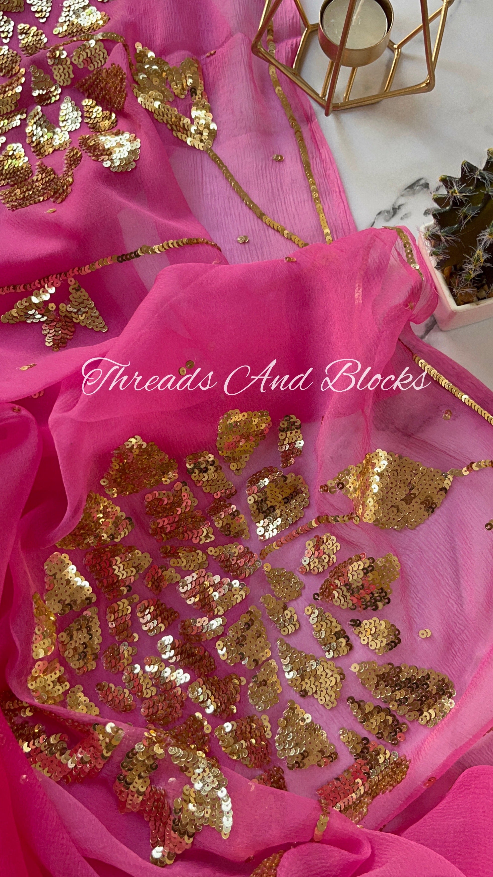 Shaded Pink Gulmohar Saree