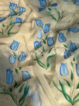 Capri Tulip Handpainted Saree