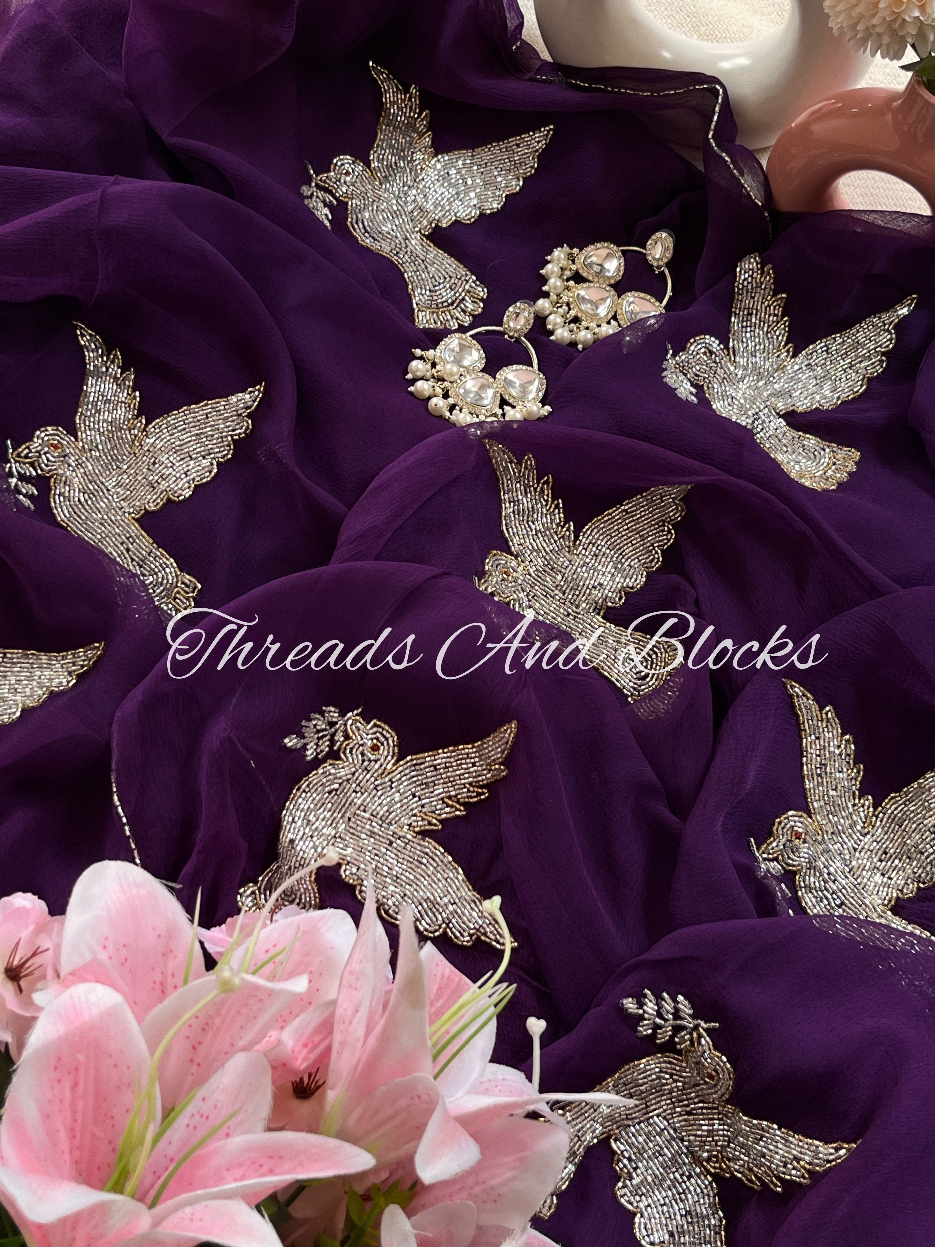 Glistening Hummingbird Saree