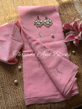 Soft Pink Ripple Mukaish Saree