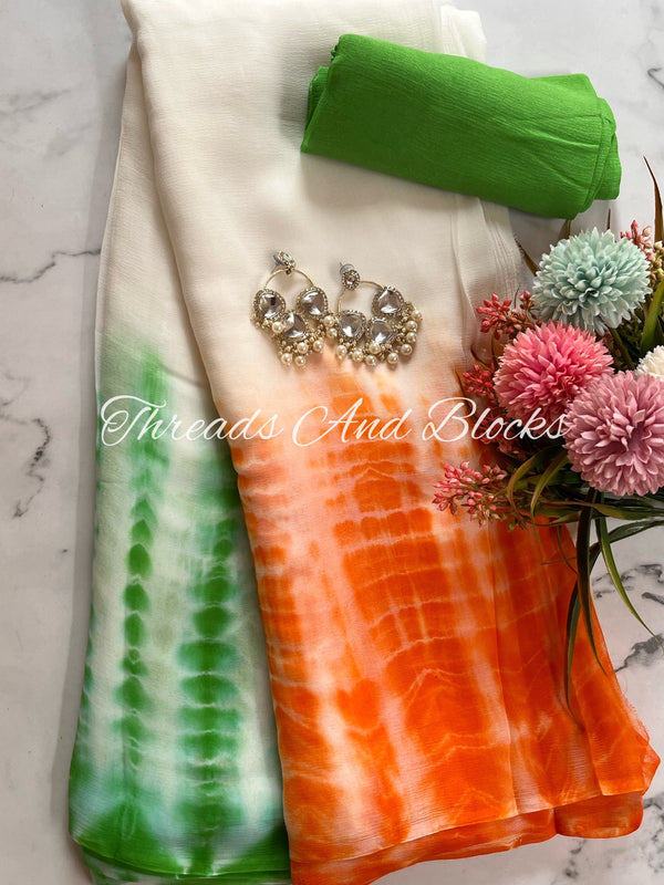 Tiranga Shibori Saree