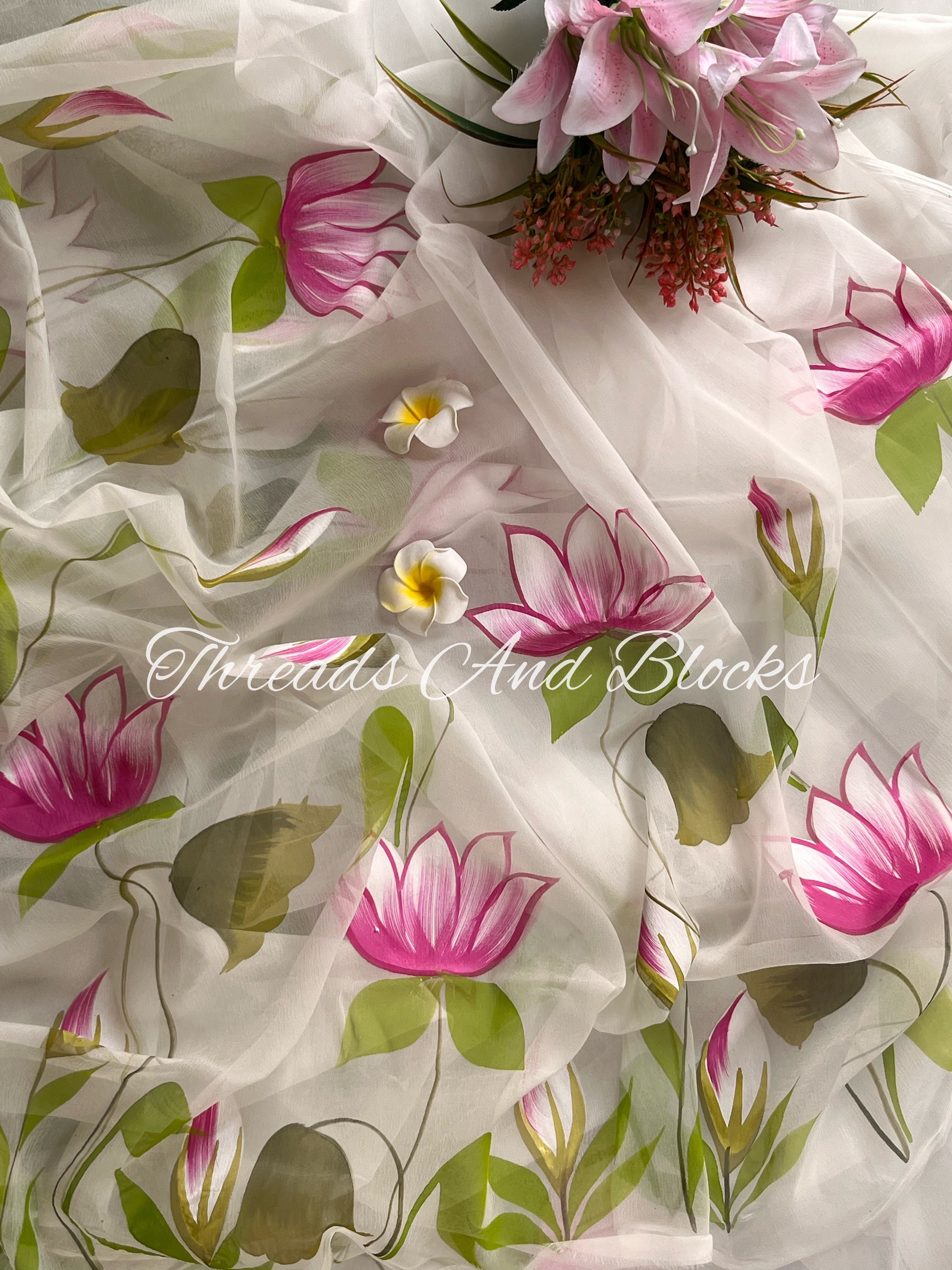 Lotus Valley Hand Painted Saree