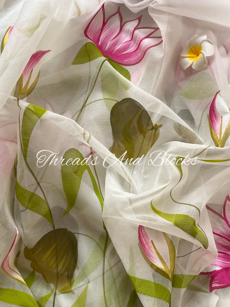 Lotus Valley Hand Painted Saree