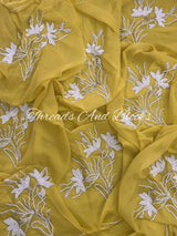 Yellow Pearl Zari Buta Saree