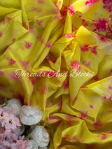 Yellow Pink Crepe Shibori Saree