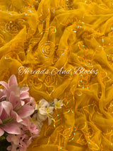 Yellow Rosey Affair Jaal Saree