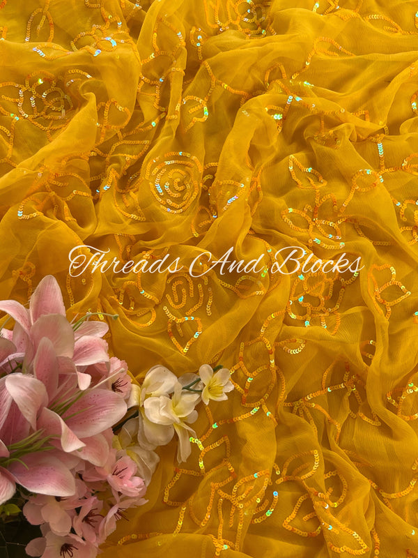 Yellow Rosey Affair Jaal Saree