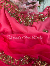 Sharbati Pink Sequin Border Saree
