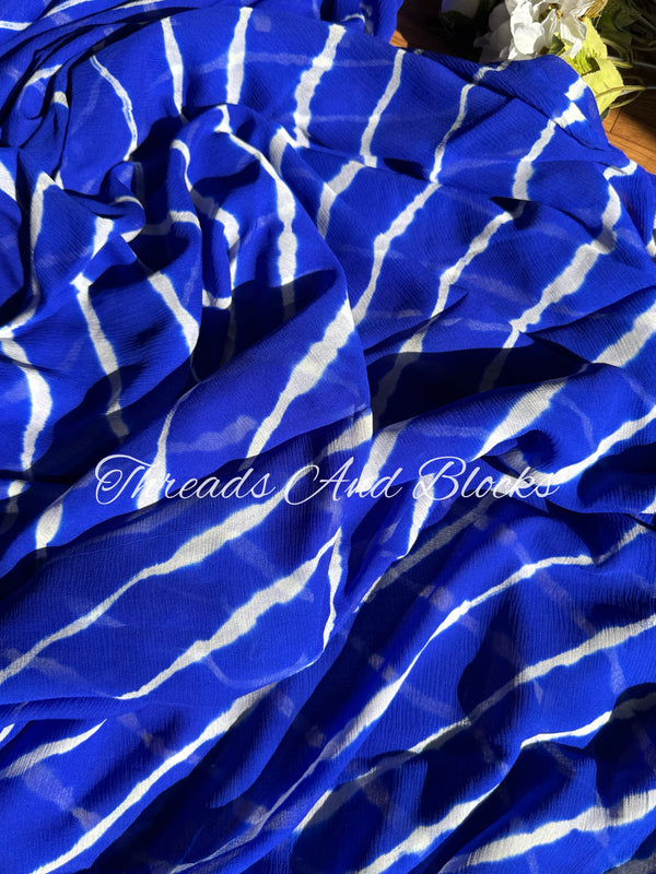 Royal Blue Leheriya Saree