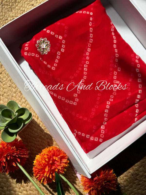 Sindoori Bandhani Saree