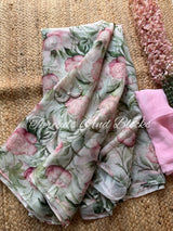 Forest Fern Chiffon Saree