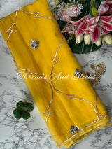 Lemon Yellow Gota Jaal Saree