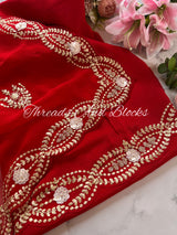 Red Pittan with 3D Buta Border Saree