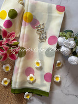 Colourful Polka Dot Hand Painted Saree