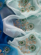 Summer Blue Poppy Saree