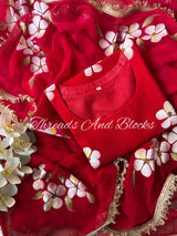 Red Hibiscus Suit Set