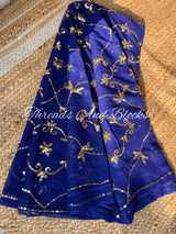 Royal Blue Maharani Jaal Saree