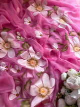 ELARA Handpainted Chiffon Saree