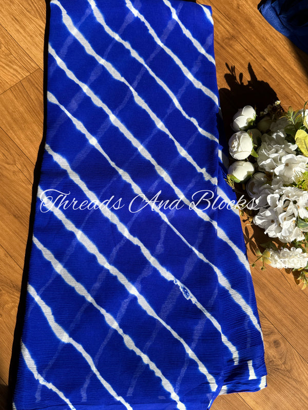 Royal Blue Leheriya Saree